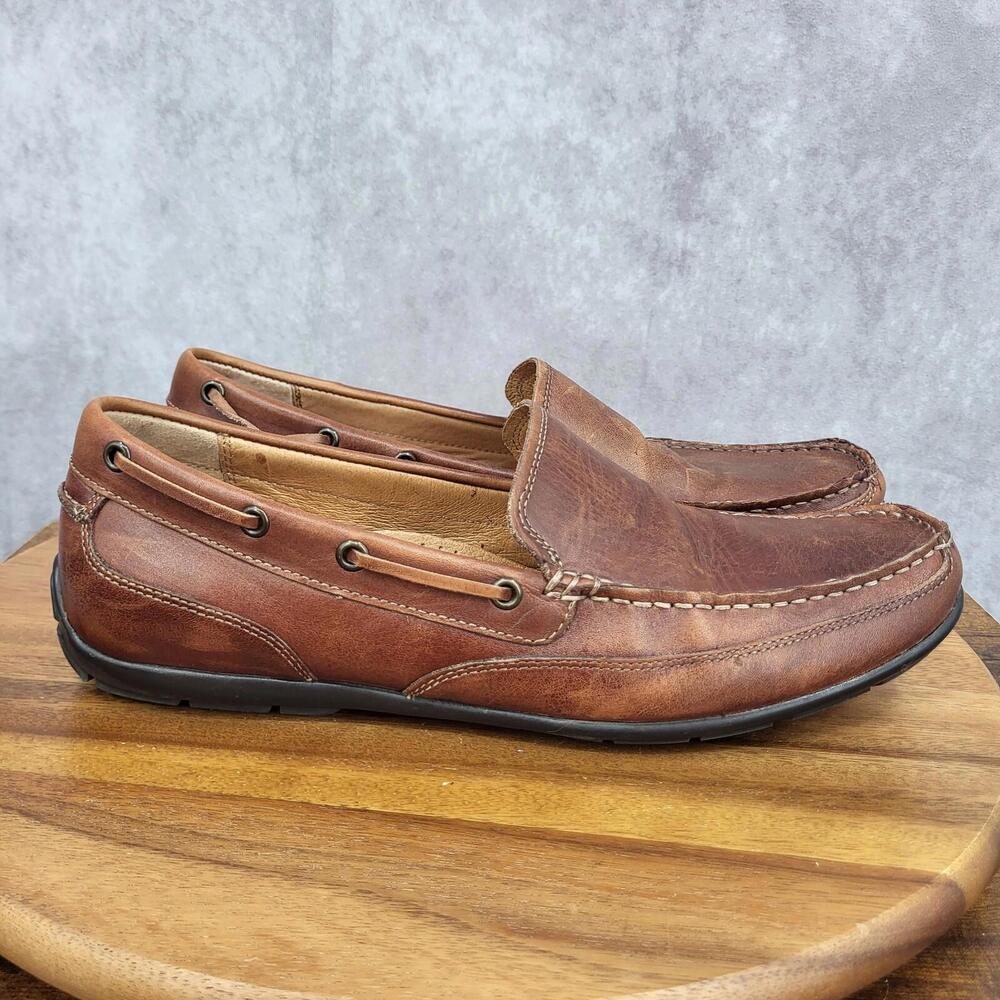 GH Bass Loafers Mens 11.5 D Hank Brown Leather Moc Toe Loafers Slip On Shoes